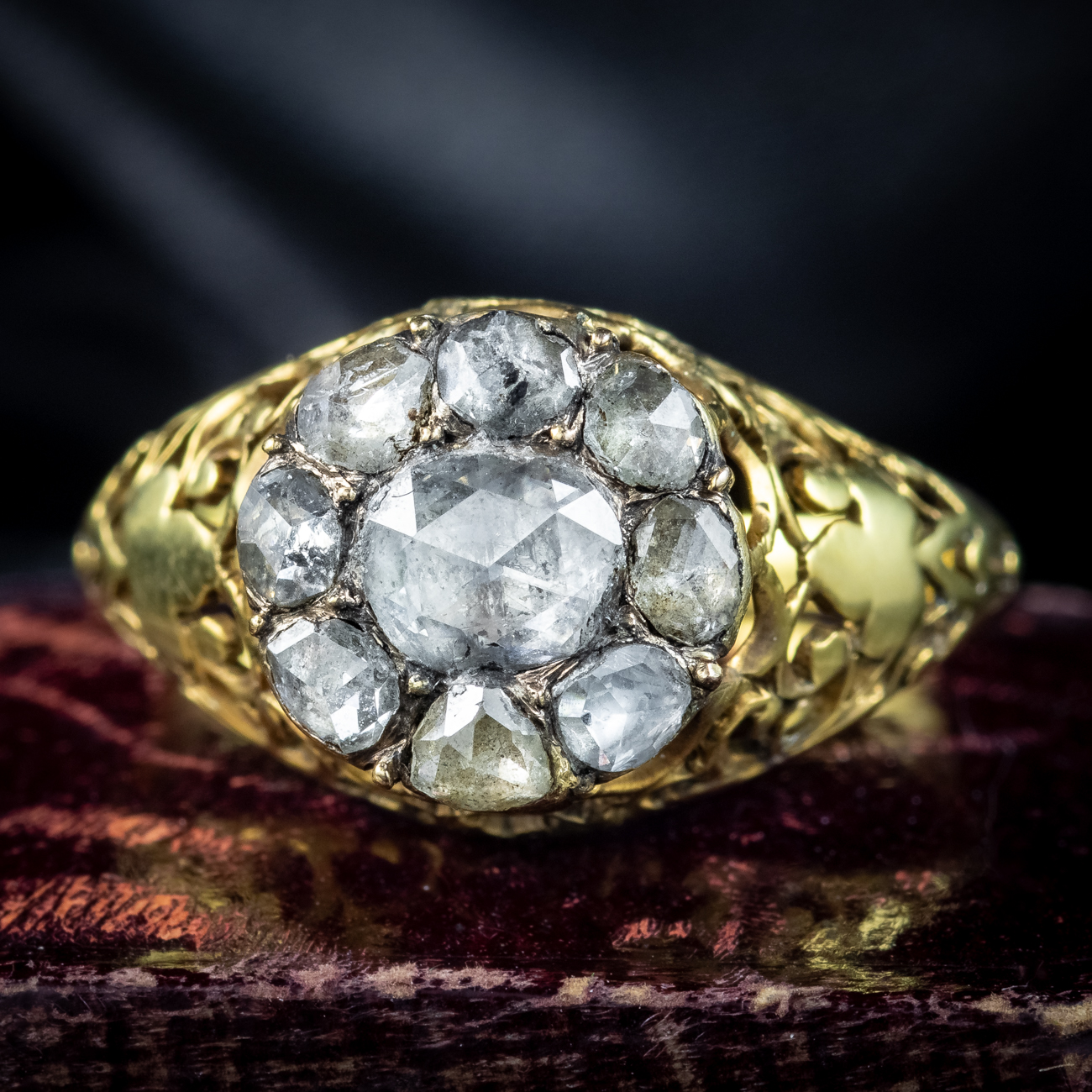 Antique Georgian Rose Diamond and Enamel Ring For Sale at 1stDibs